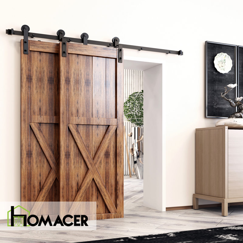 Homacer Single Bypass Double Door Barn Door Hardware Kit & Reviews